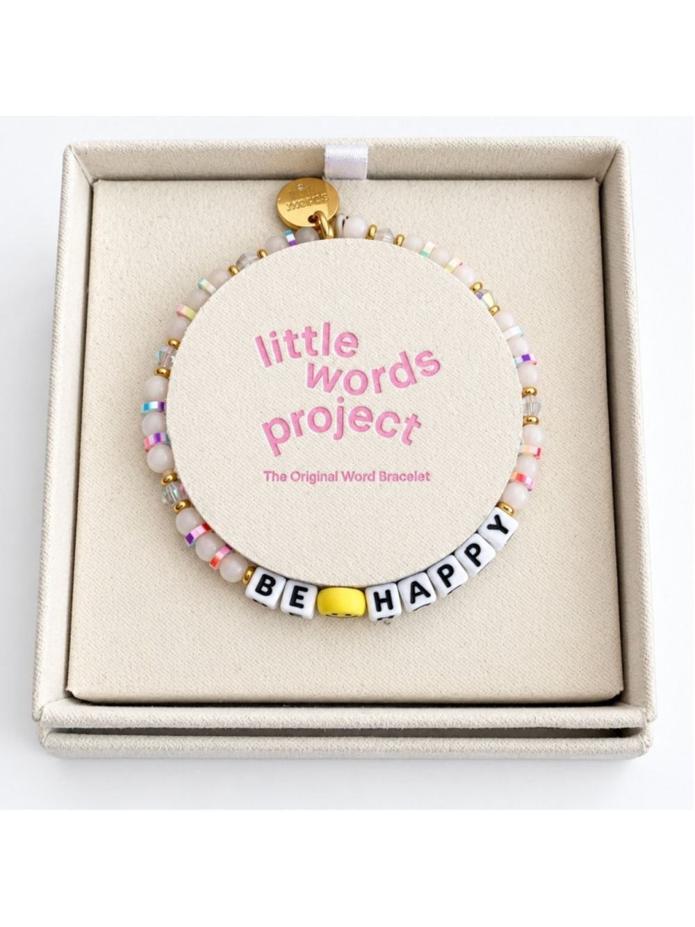 Little Words Project Be Happy Smiley Bracelet New